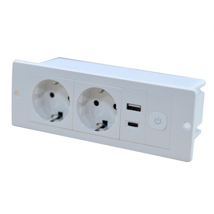 OEM/ODM ABS EU Standard 5V 2.1A Power USB A+C Charging Socket Built-In Desk/Sofa Hotel/Bar/Meeting Room Outlet Compatible US/EU