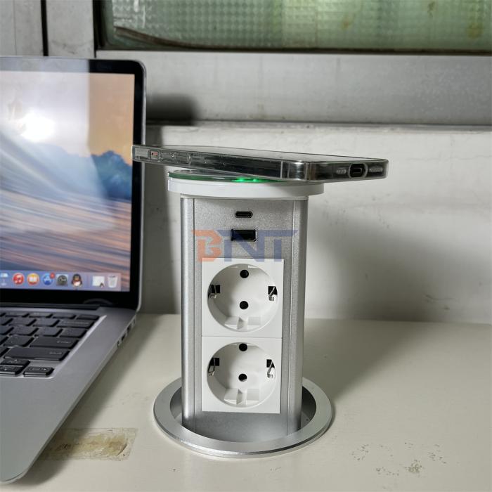 OEM/ODM Recessed Tabletop Pop Up Socket with 2 AC Outlets and USB Ports Concealed Power Socket Outlet for Office Desk