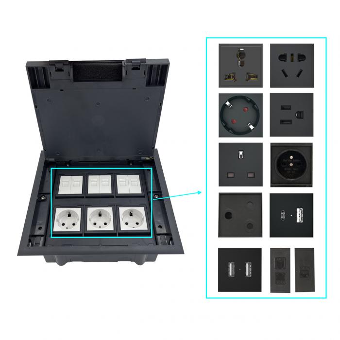 OEM/ODM Manual opening Hidden floor sockets Water Proof Floor Socket ABS plastic material ground Pop Up sockets