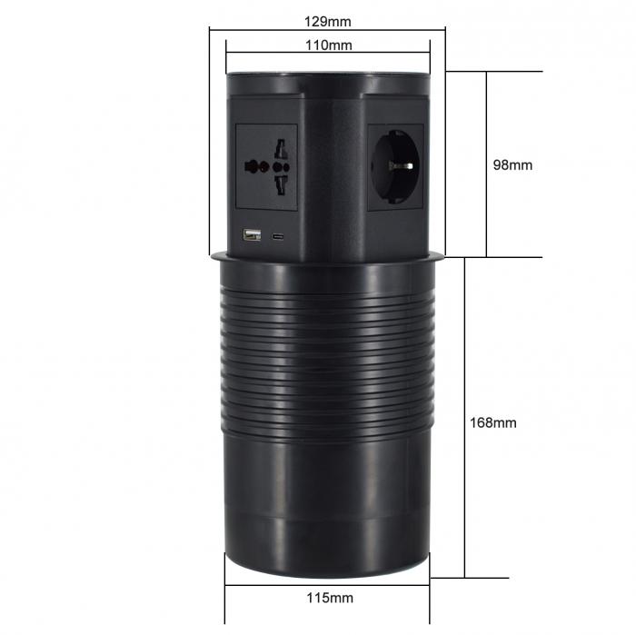 OEM/ODM Kitchen Hidden Pneumatic Pop Up Power Sockets With usb port and 15W Wireless Charger for Office desk