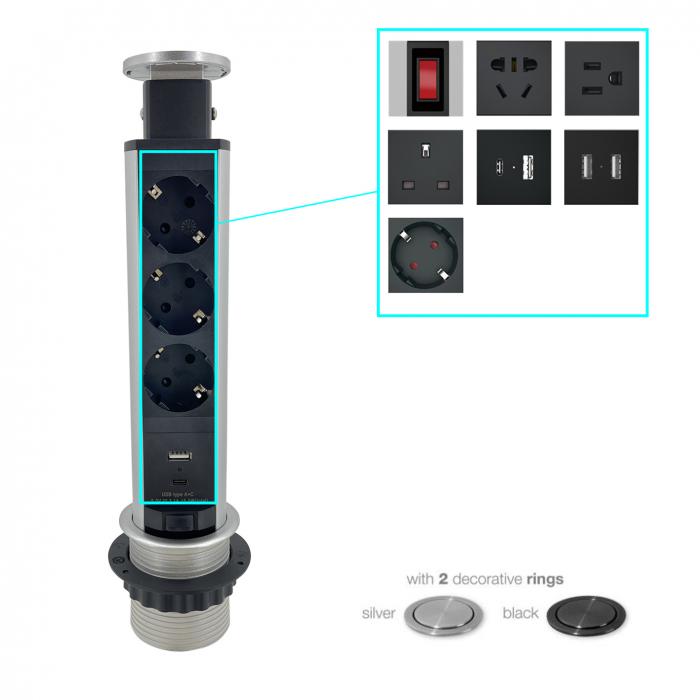 Aluminum alloy desk tower power socket BP120